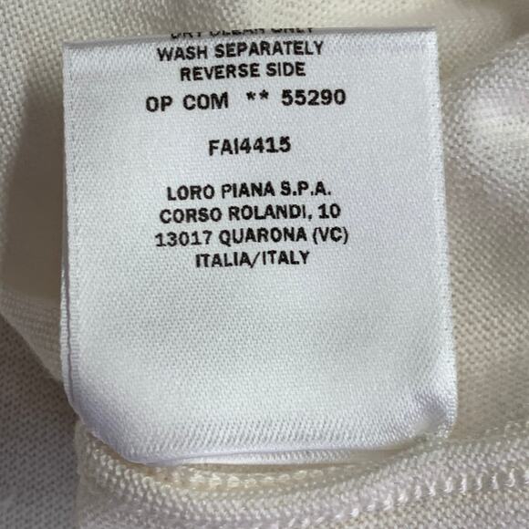 LORO PIANA Size 12 Cream Silk Cotton Jersey Crew Neck Pullover - Picture 6 of 6